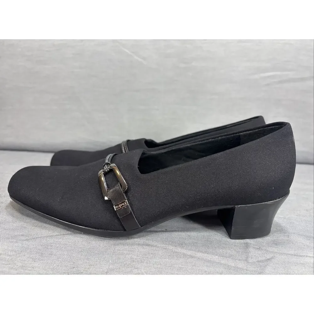 Munro American Cindi‎ Black Stretch Fabric Pumps Women’s Size 9 Mid Heel Dress